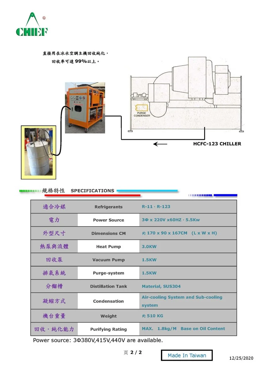 700HP 冷凍機冷媒現場再生實績與大型冷媒分餾精製工廠設備 圖檔 7